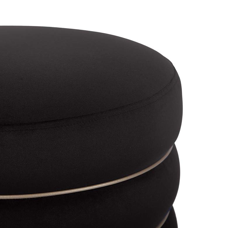 Image 2 Lakka Black Velvet Round Ottoman more views