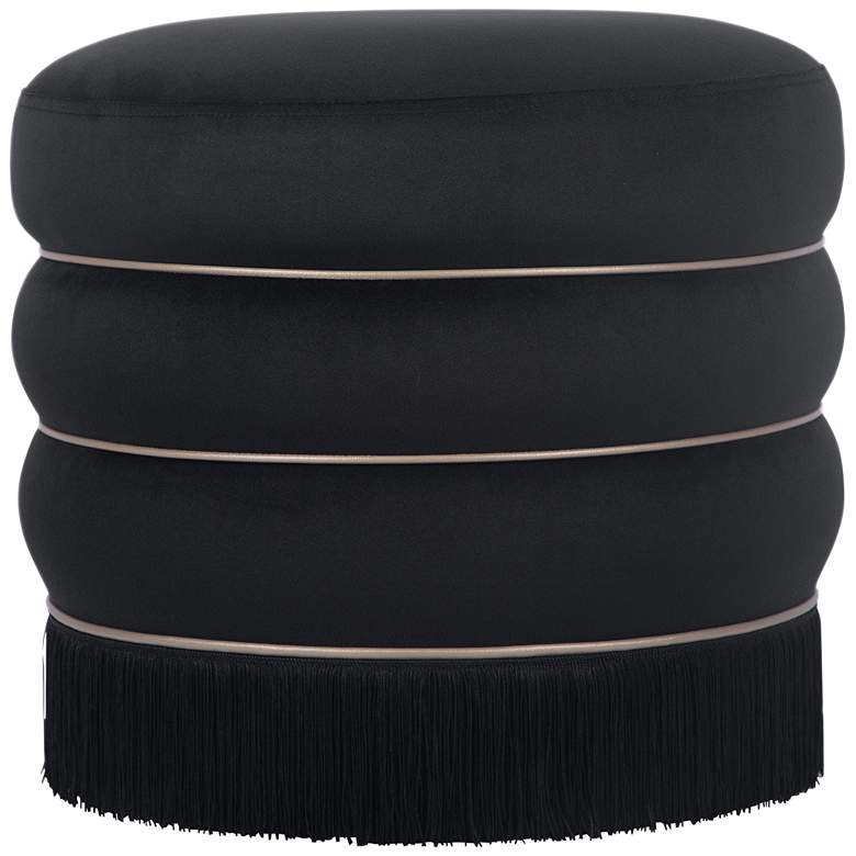 Image 5 Lakka Black Velvet Round Ottoman more views