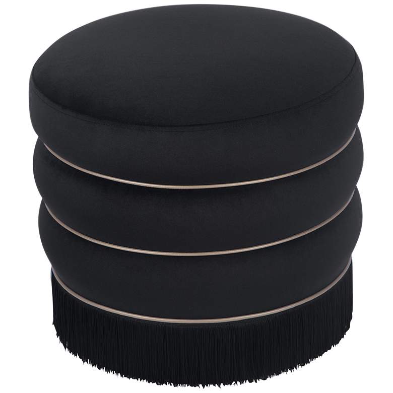 Image 6 Lakka Black Velvet Round Ottoman more views