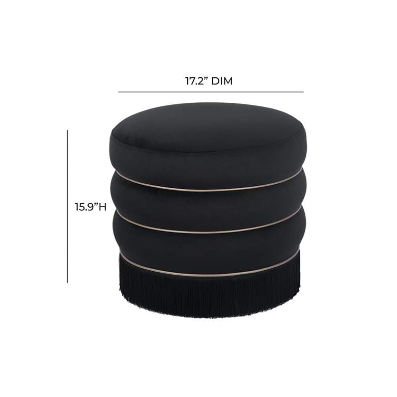 Image 7 Lakka Black Velvet Round Ottoman more views