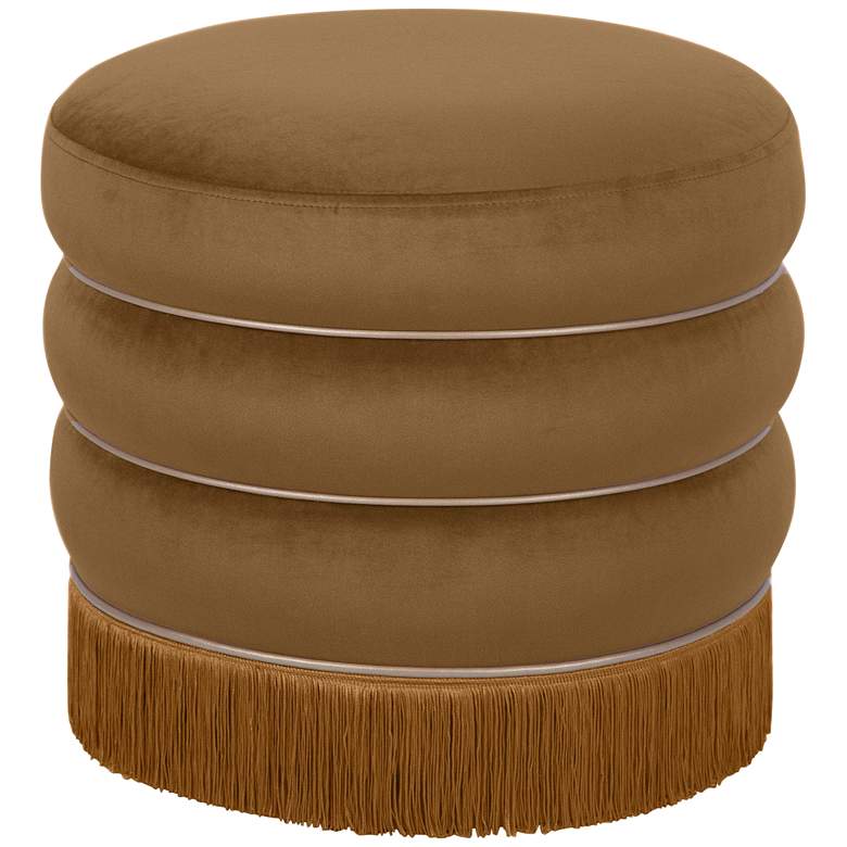 Image 1 Lakka Chocolate Velvet Round Ottoman