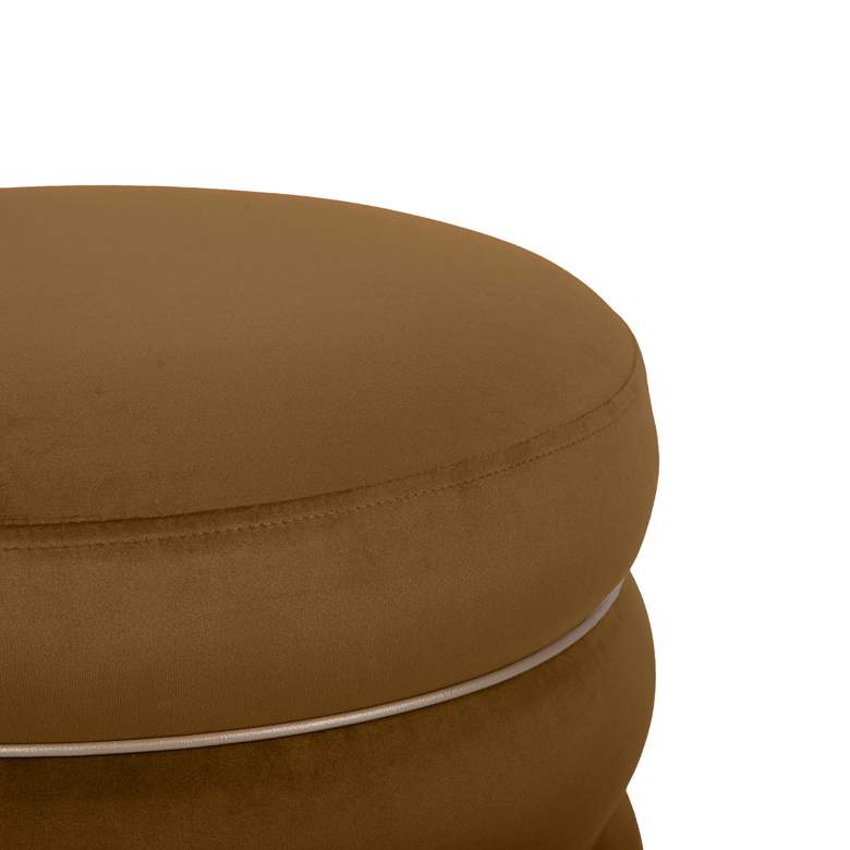 Image 2 Lakka Chocolate Velvet Round Ottoman more views