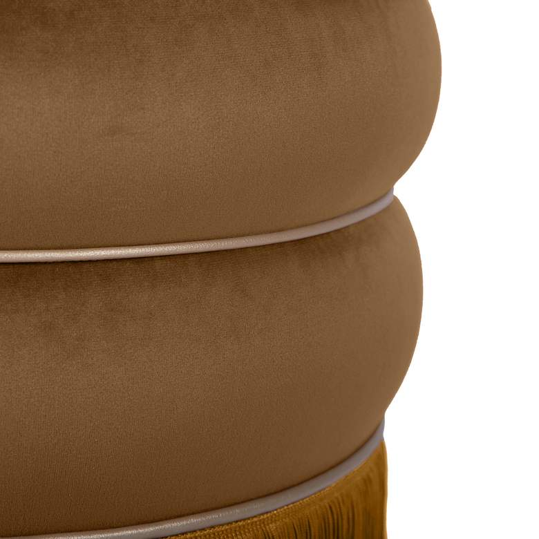 Image 3 Lakka Chocolate Velvet Round Ottoman more views
