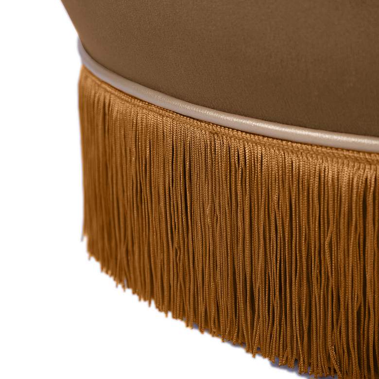 Image 4 Lakka Chocolate Velvet Round Ottoman more views