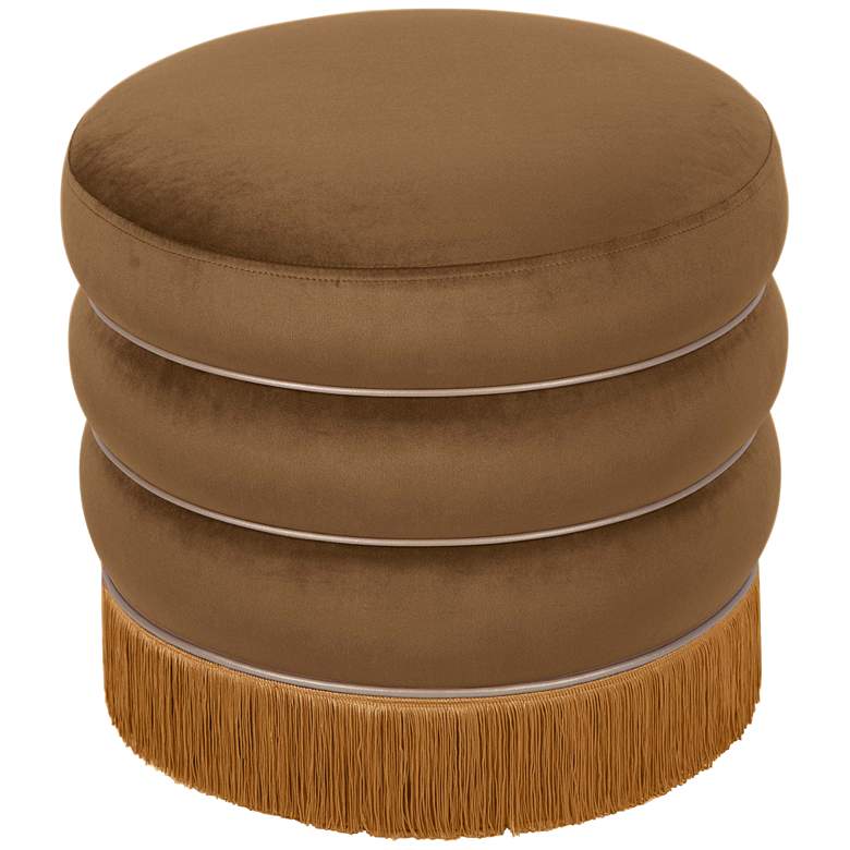 Image 5 Lakka Chocolate Velvet Round Ottoman more views
