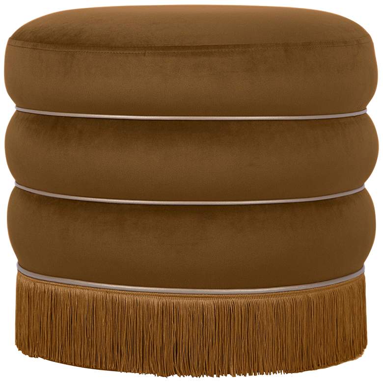 Image 6 Lakka Chocolate Velvet Round Ottoman more views