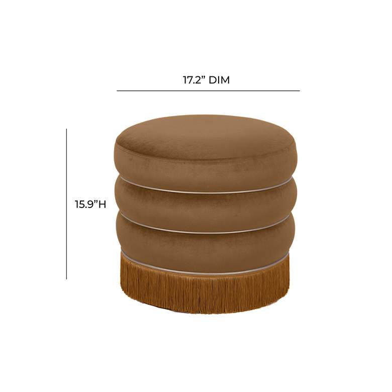 Image 7 Lakka Chocolate Velvet Round Ottoman more views