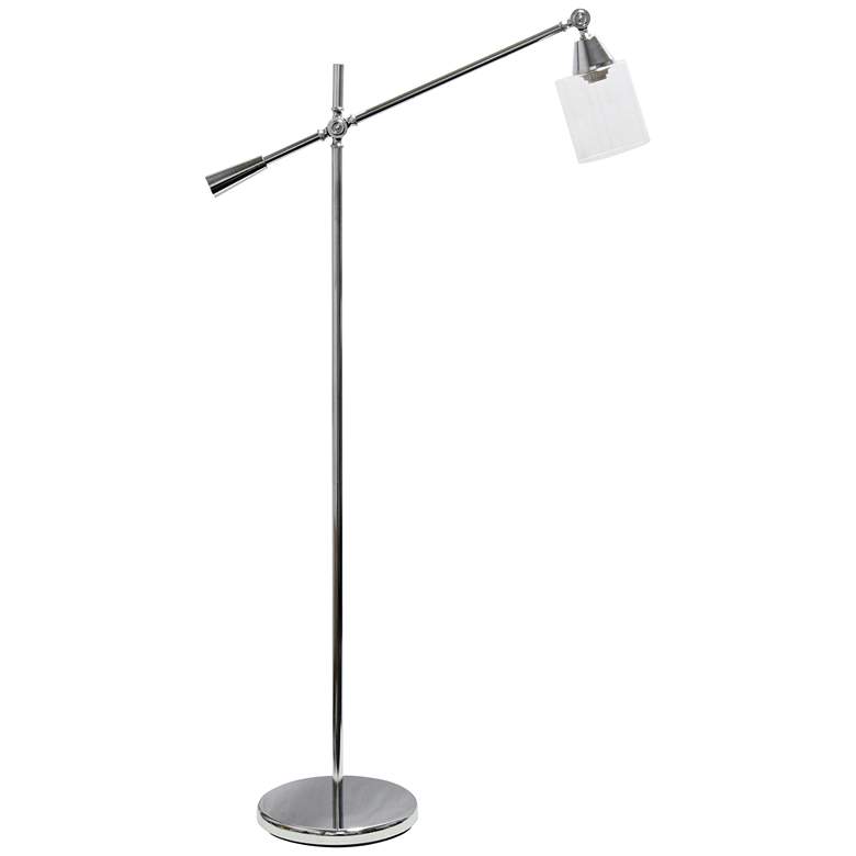 Image 2 Lalia 56 inch Adjustable Height Clear Glass and Chrome Boom Arm Floor Lamp