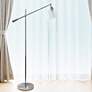 Lalia 56" Adjustable Height Clear Glass and Chrome Boom Arm Floor Lamp