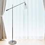 1_Lalia 56" Adjustable Height Clear Glass and Chrome Boom Arm Floor Lamp