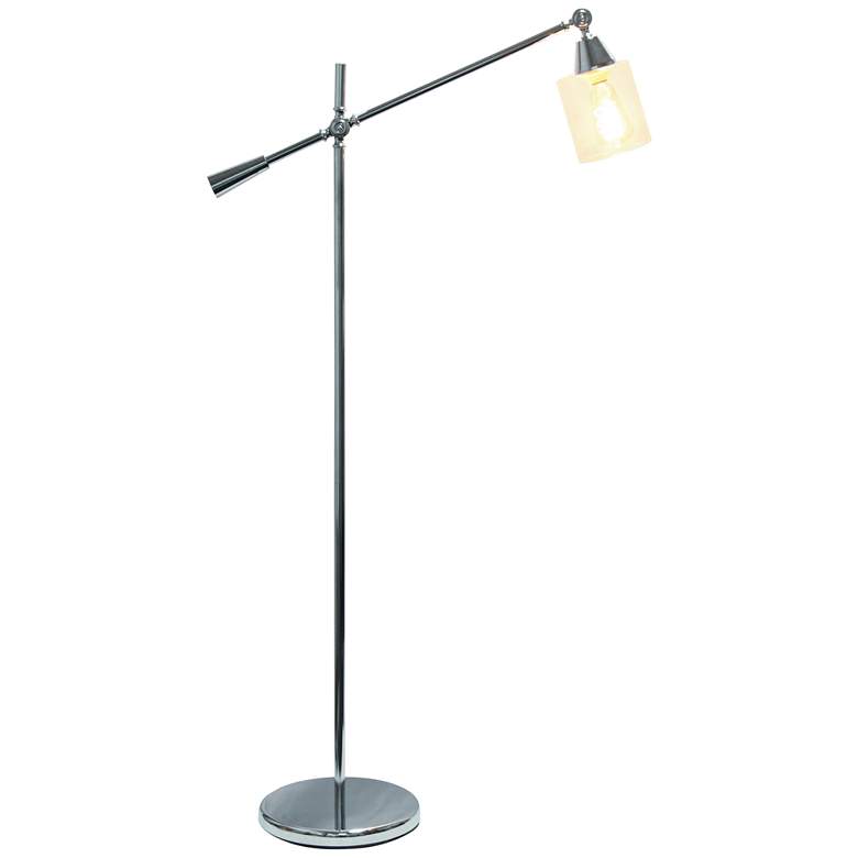 Image 6 Lalia 56 inch Adjustable Height Clear Glass and Chrome Boom Arm Floor Lamp more views