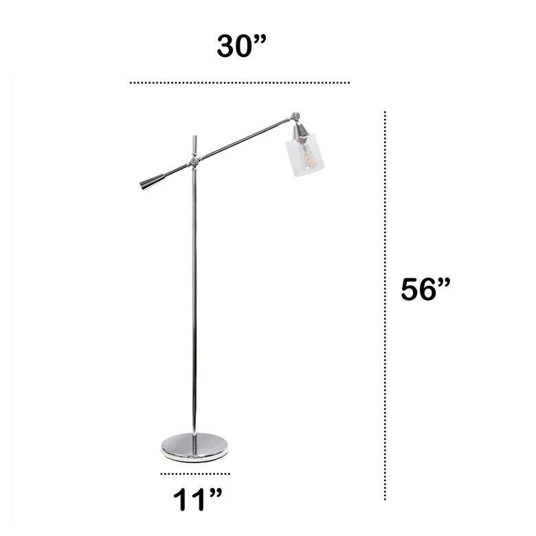 Image 7 Lalia 56" Adjustable Height Clear Glass and Chrome Boom Arm Floor Lamp more views
