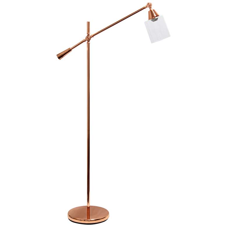 Image 2 Lalia 56 inch High Clear Glass and Rose Gold Adjustable Floor Lamp