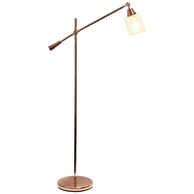 Image 6 Lalia 56 inch High Clear Glass and Rose Gold Adjustable Floor Lamp more views