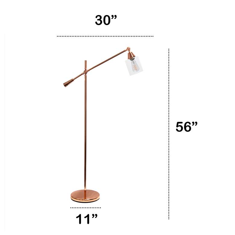 Image 7 Lalia 56 inch High Clear Glass and Rose Gold Adjustable Floor Lamp more views
