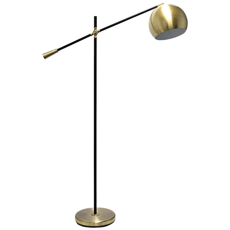 Image 2 Lalia 59" Antique Brass and Matte Black Swivel Floor Lamp