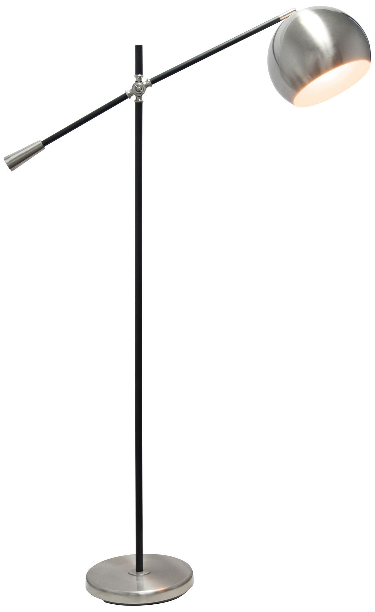 Lalia 59" Brushed Nickel and Matte Black Swivel Floor Lamp