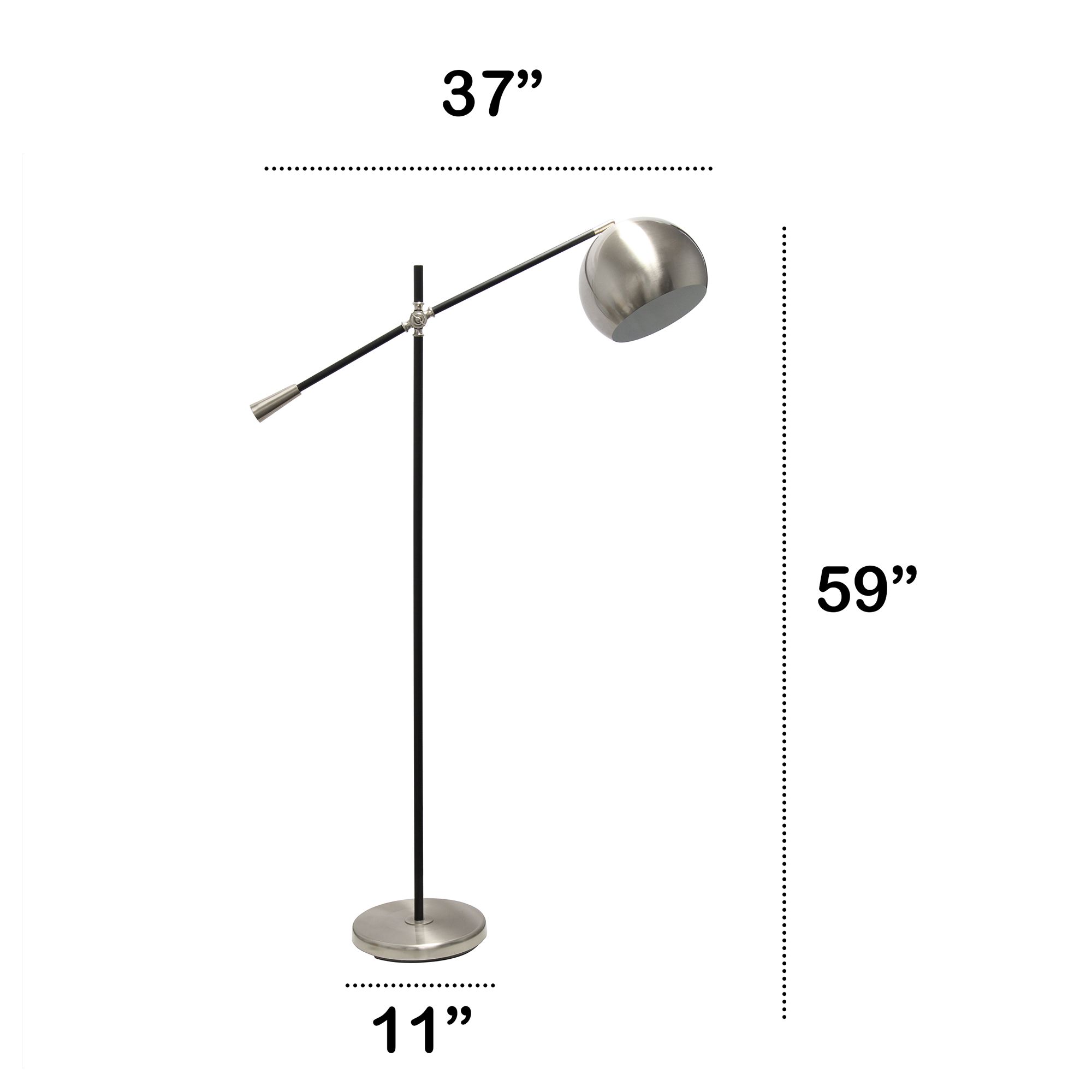 Lalia 59" Brushed Nickel and Matte Black Swivel Floor Lamp