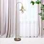 Lalia 64" Antique Brass Industrial Modern Arched Arm Floor Lamp