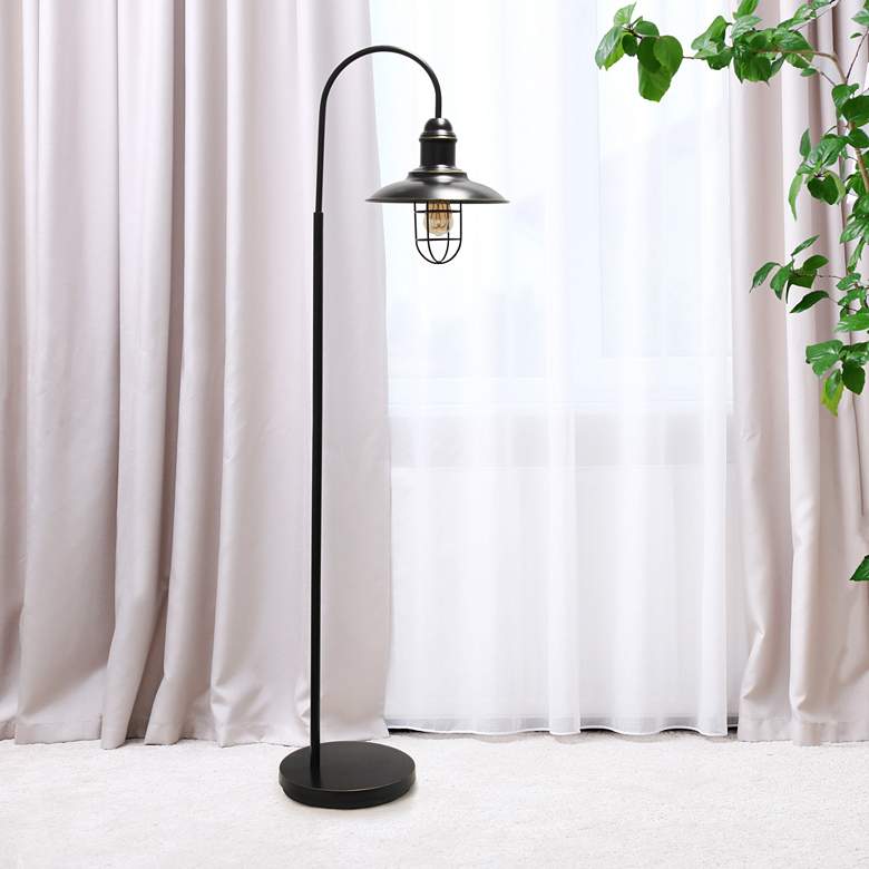 Image 1 Lalia 64" Restoration Bronze Industrial Modern Arched Arm Floor Lamp