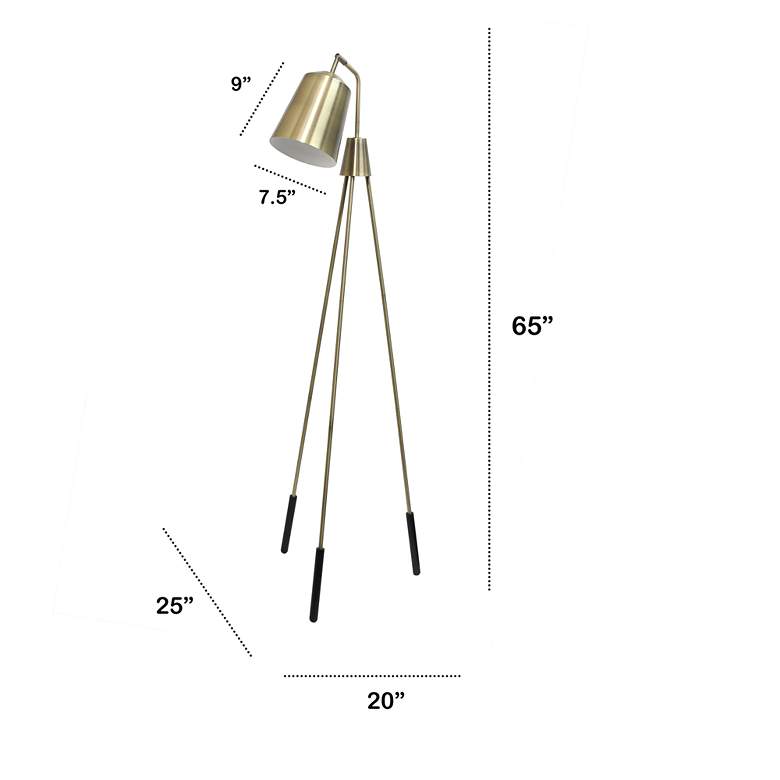 Image 7 Lalia 65" Antique Brass Modern Tripod Floor Lamp more views