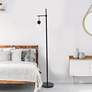 1_Lalia Beacon 60" Black Matte and Clear Glass Globe Floor Lamp