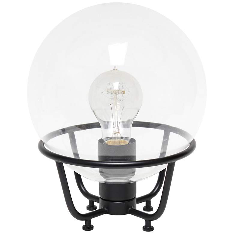 Image 2 Lalia Home 10 inchH Black Globe Glass Uplight Accent Table Lamp