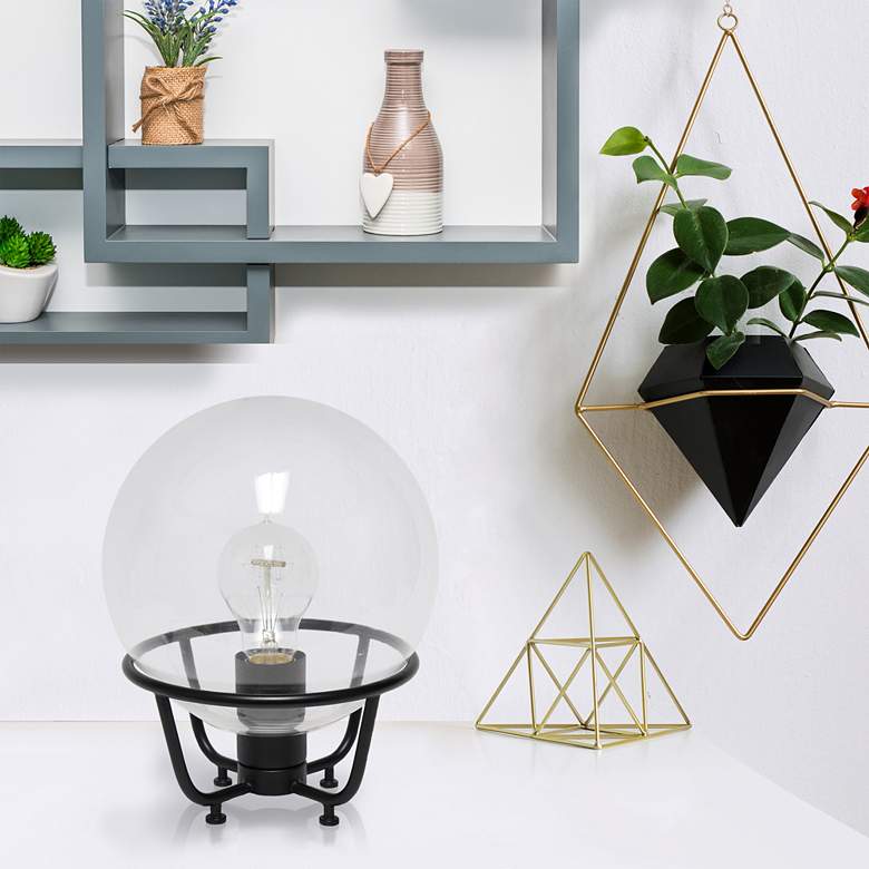 Image 1 Lalia Home 10"H Black Globe Glass Uplight Accent Table Lamp