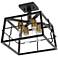 Lalia Home 12.4" Ironhouse 4Lt Squared Semi Flush Mount Fixture, Black