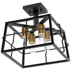Lalia Home 12.4" Ironhouse 4Lt Squared Semi Flush Mount Fixture, Black