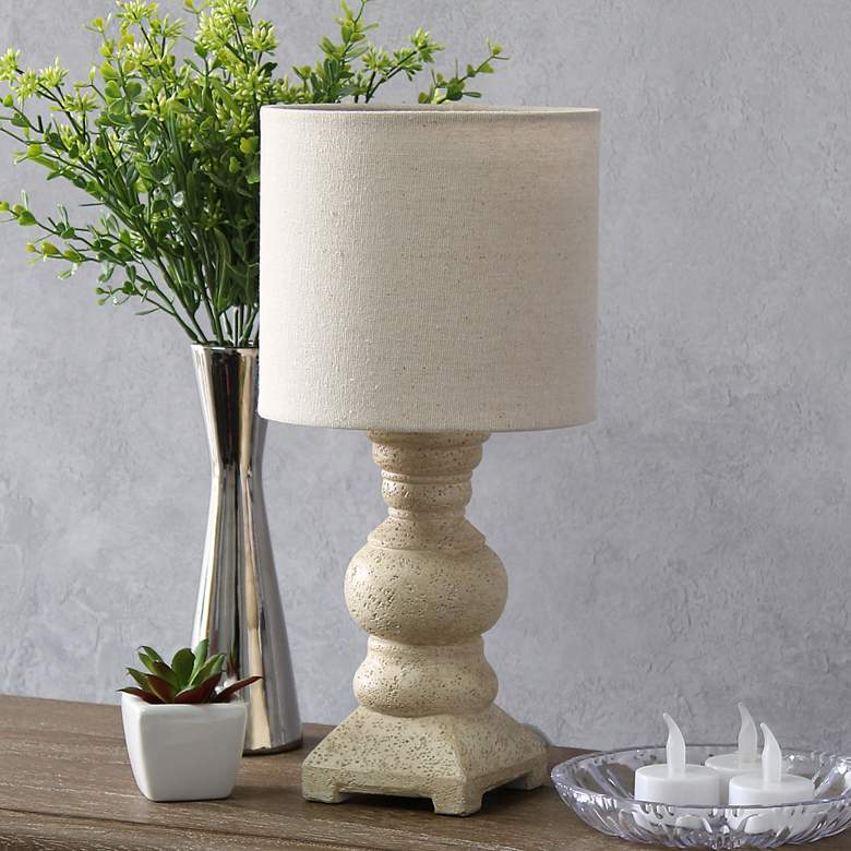 Image 1 Lalia Home 12.5 inch Organix Distressed Neutral Resin Mini Table Lamp, Bei