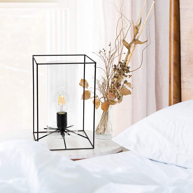 Image 1 Lalia Home 12 inch High Black and Clear Glass Accent Table Lamp