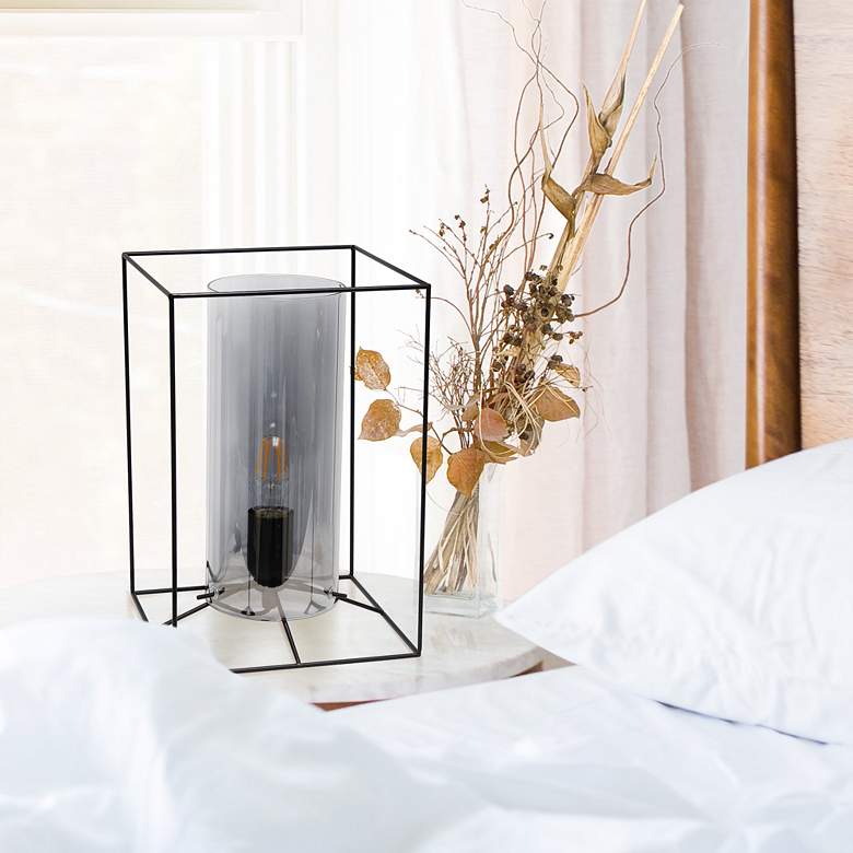 Image 1 Lalia Home 12" High Black and Smoke Glass Accent Table Lamp