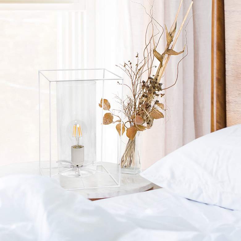 Image 1 Lalia Home 12" High White and Clear Glass Accent Table Lamp