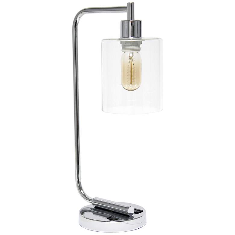 Image 2 Lalia Home 18 3/4 inch Chrome Iron Desk Lamp with Dual USB Ports