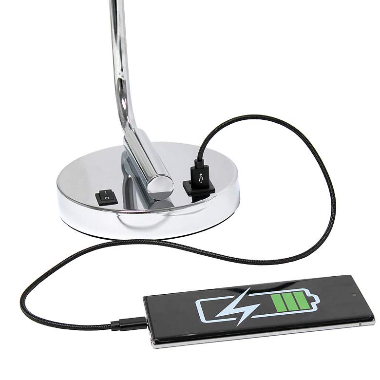 Image 6 Lalia Home 18 3/4" Chrome Iron Desk Lamp with Dual USB Ports more views