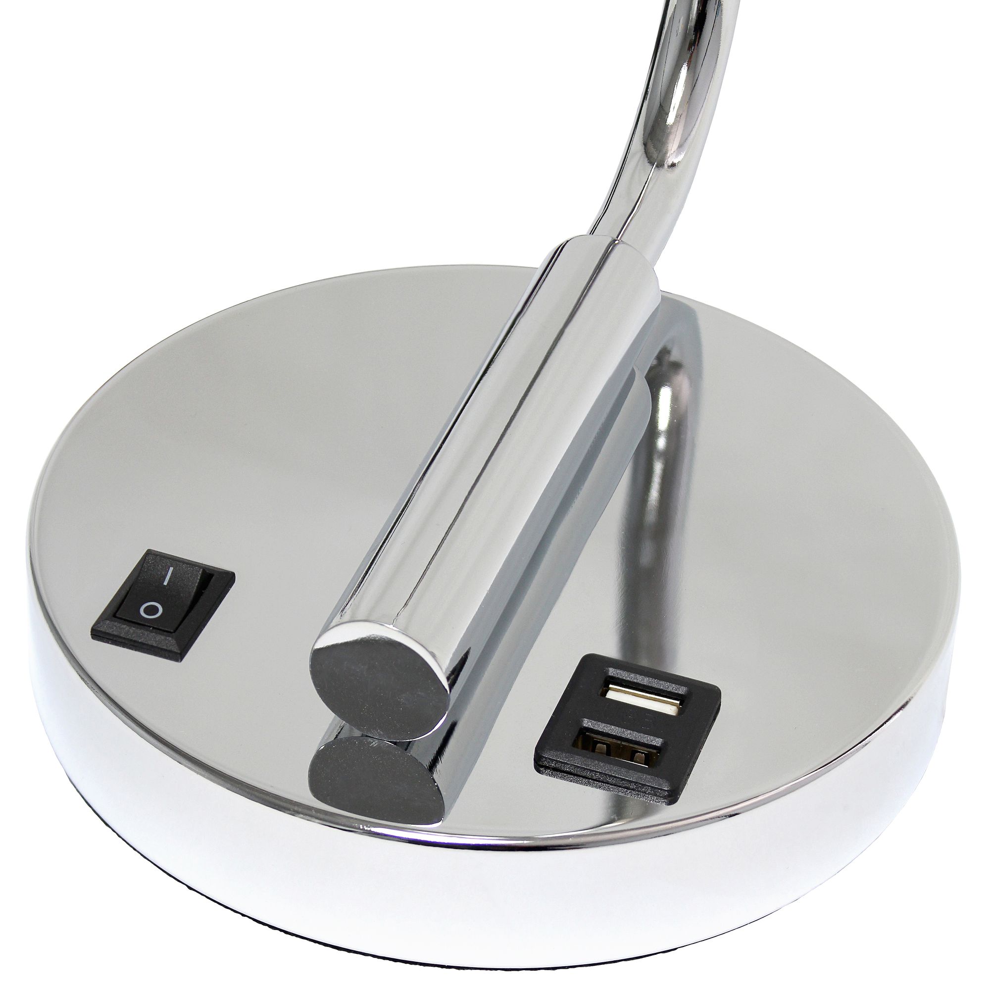Lalia Home 18 3/4" Chrome Iron Desk Lamp with Dual USB Ports