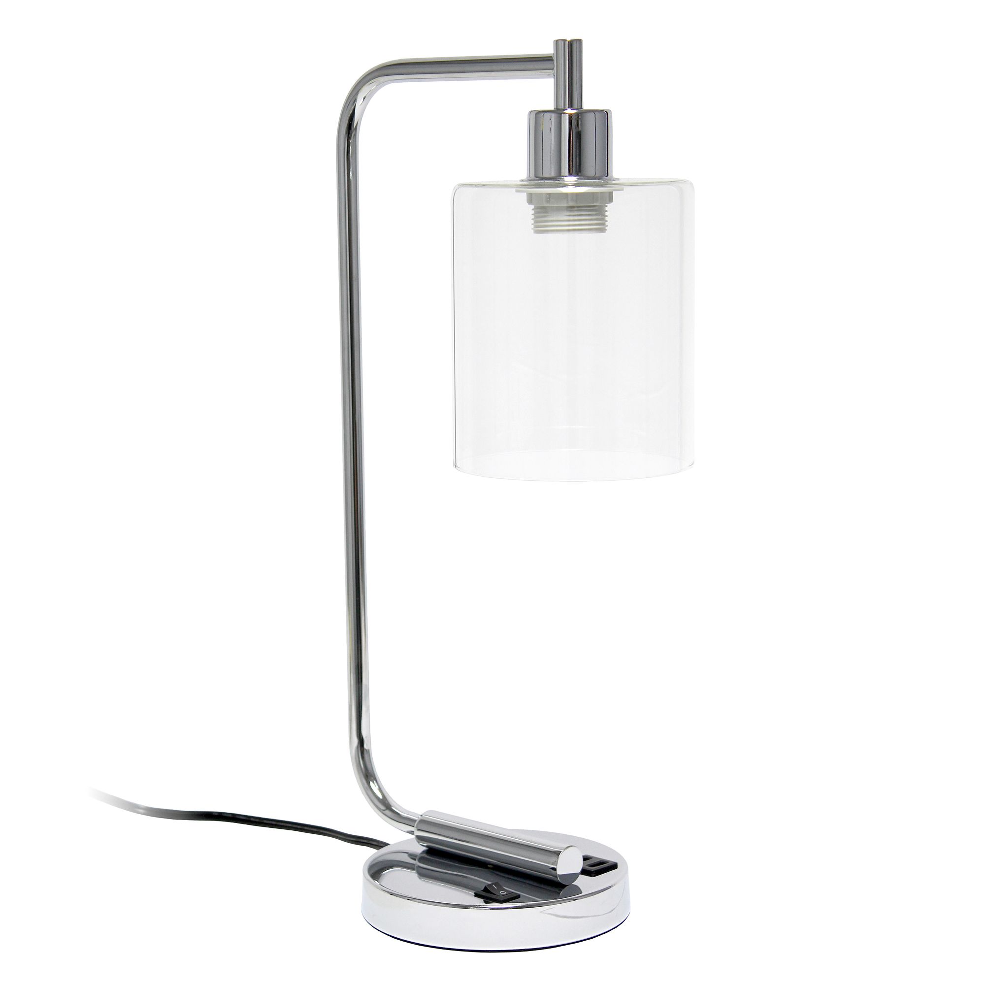 Lalia Home 18 3/4" Chrome Iron Desk Lamp with Dual USB Ports
