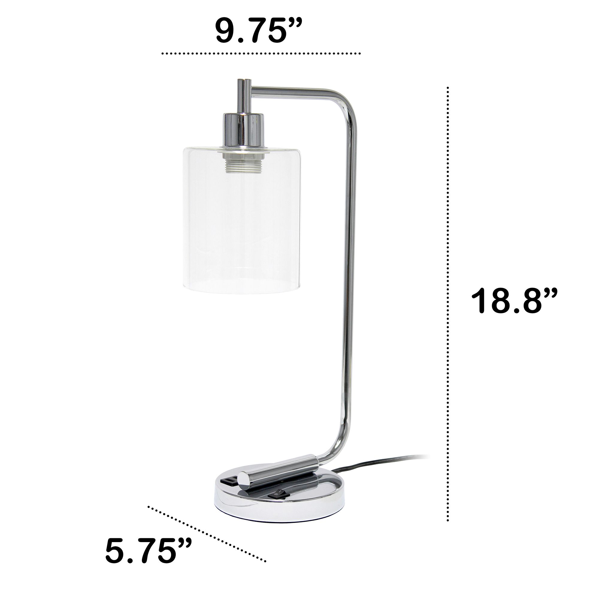 Lalia Home 18 3/4" Chrome Iron Desk Lamp with Dual USB Ports