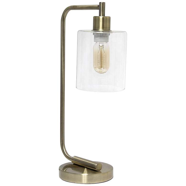 Image 2 Lalia Home 18 3/4 inch High Glass and Antique Brass Desk Lamp