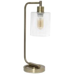 Lalia Home 18 3/4&quot; High Glass and Antique Brass Desk Lamp