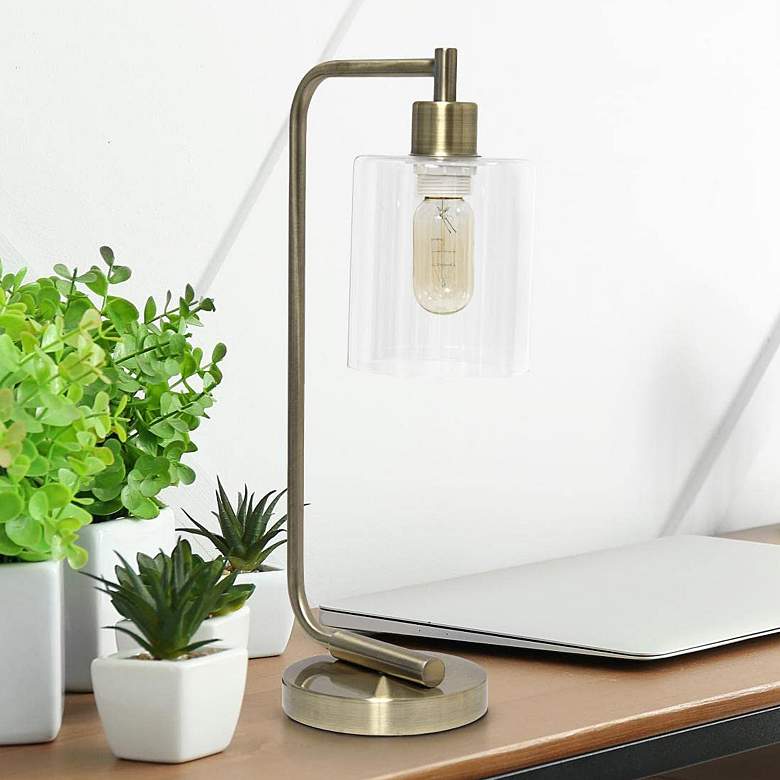 Image 1 Lalia Home 18 3/4" High Glass and Antique Brass Desk Lamp