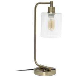 Lalia Home 19&quot; High Antique Brass Modern Iron USB Desk Lamp