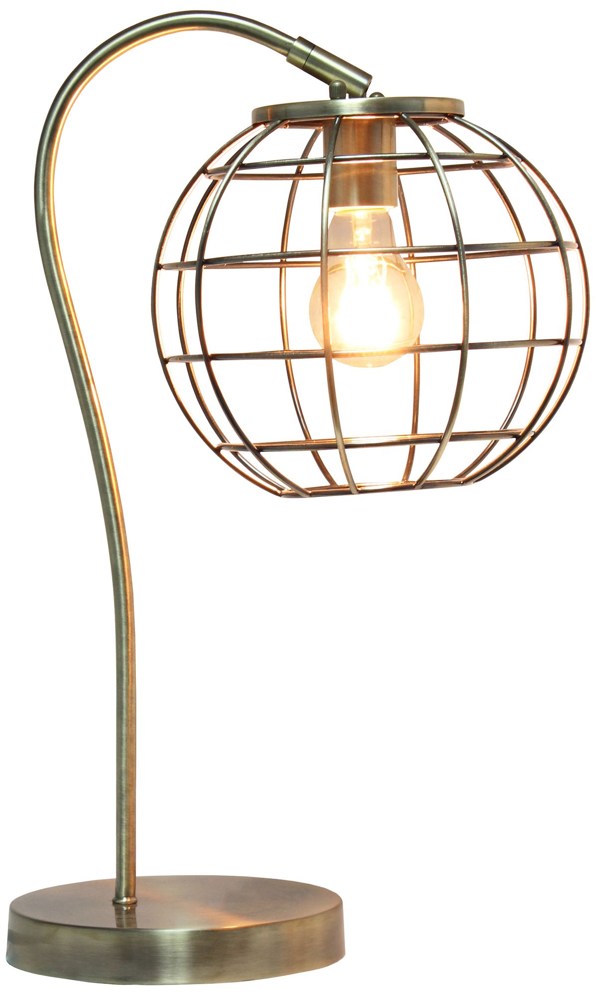 Lalia Home 20" Antique Brass Arched Metal Cage Desk Lamp