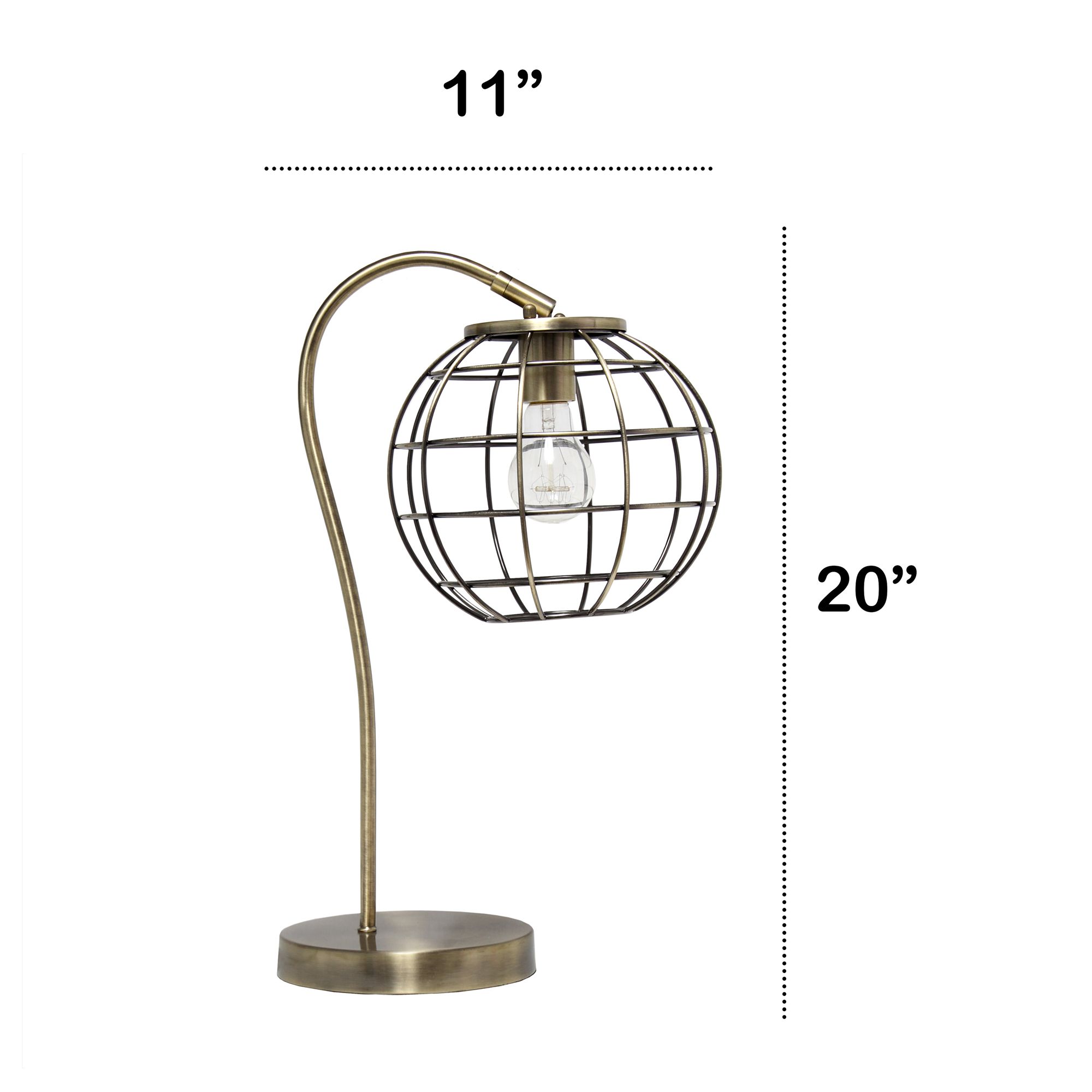 Lalia Home 20" Antique Brass Arched Metal Cage Desk Lamp