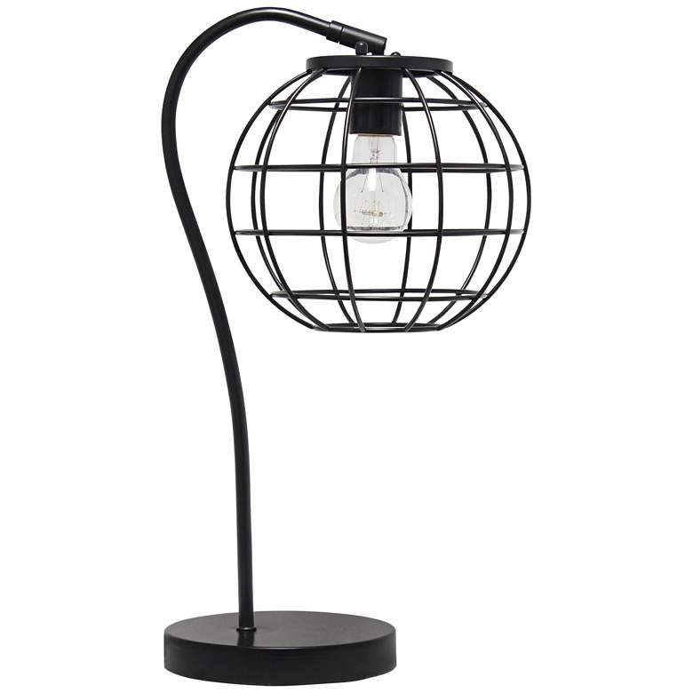 Image 2 Lalia Home 20" Black Arched Metal Desk Lamp with Cage Shade