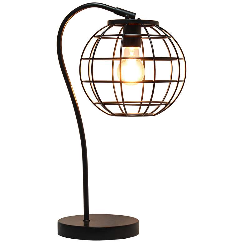 Image 7 Lalia Home 20" Black Arched Metal Desk Lamp with Cage Shade more views