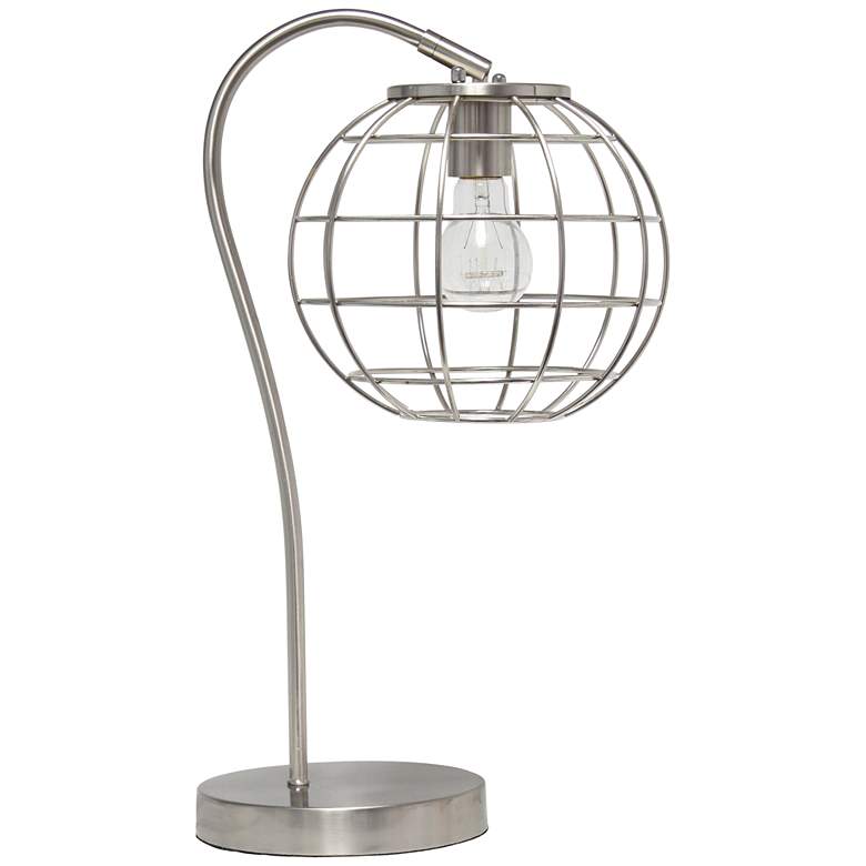 Image 2 Lalia Home 20 inch Brushed Nickel Arched Metal Cage Desk Lamp