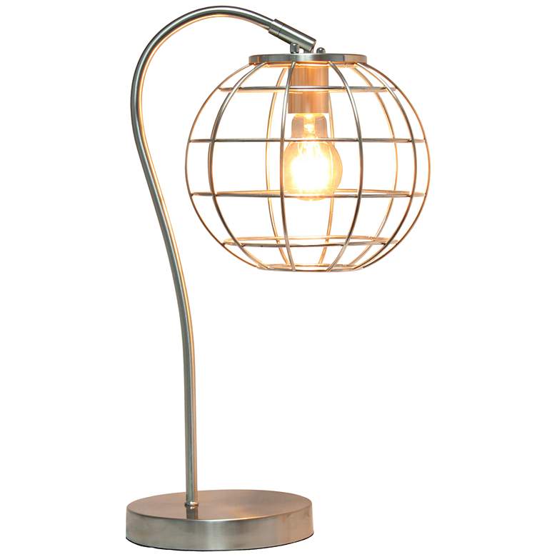 Image 7 Lalia Home 20 inch Brushed Nickel Arched Metal Cage Desk Lamp more views