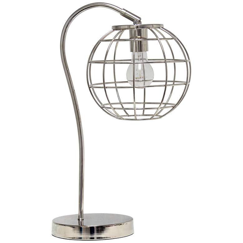 Image 2 Lalia Home 20 inch Chrome Arched Metal Desk Lamp with Cage Shade